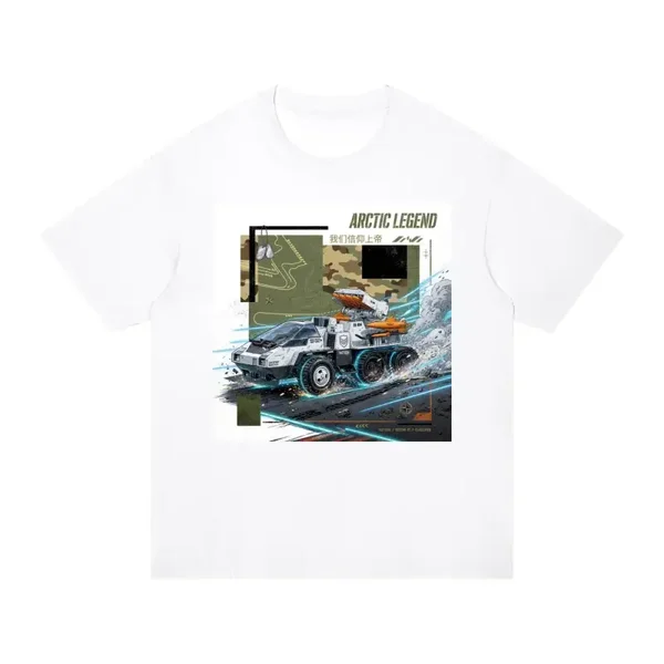 Arctic Legend Tactical Drift Graphic T-Shirt - Unisex Regular Fit Cotton Tee | Snow Missile Truck Neon Drift Shirt