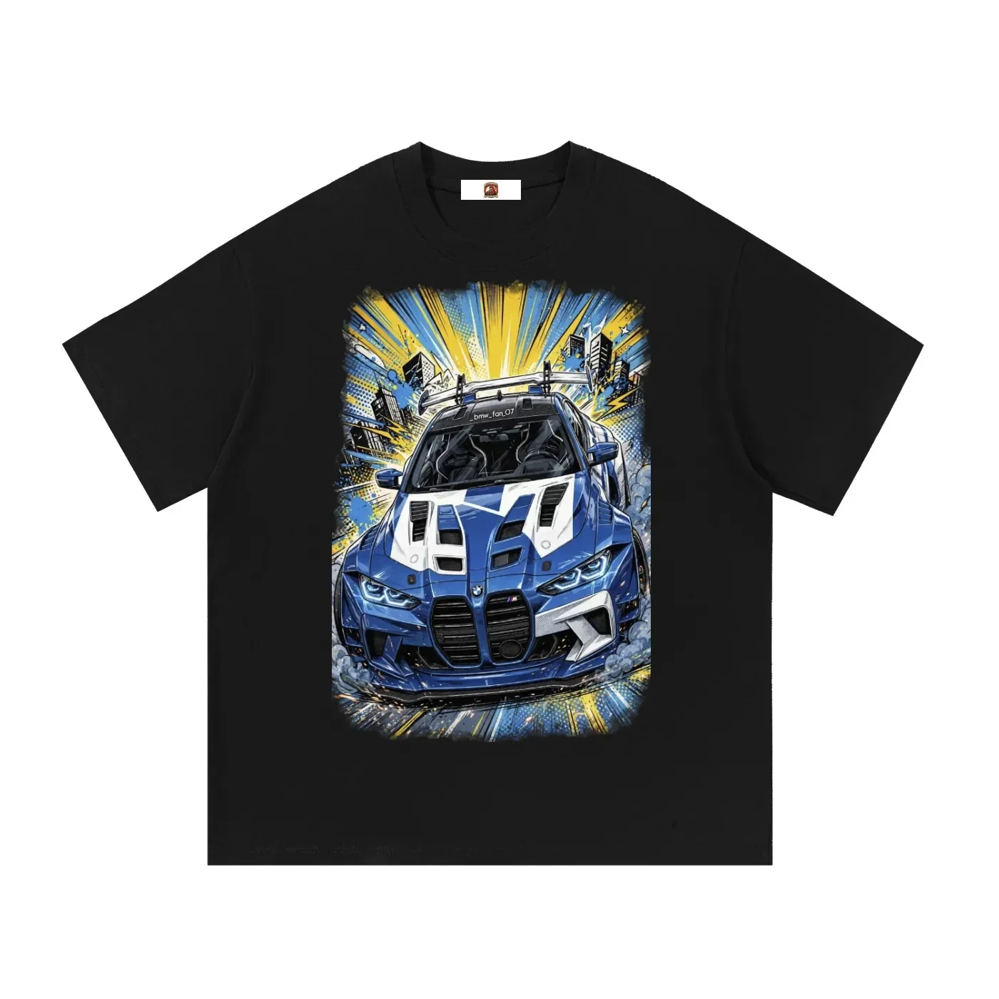 Blue & White BMW M4 GT3 City Burst Graphic T-Shirt - Black