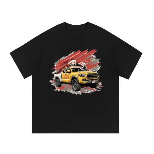 Pizza Planet Truck Graphic Tee - Vintage Pizza Delivery Tacoma Shirt - Retro Cartoon Food Truck Tee