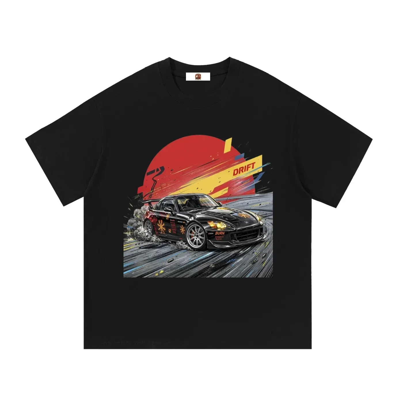 Black Honda S2000 AP2 Burn Livery Drift Graphic T-Shirt - Series 2 (Red Sun / Drift Edition)