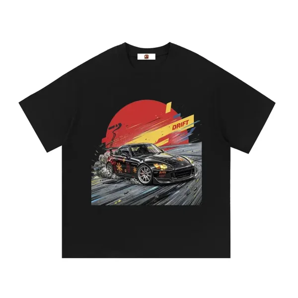 Black Honda S2000 AP2 Burn Livery Drift Graphic T-Shirt - Series 2 (Red Sun / Drift Edition)