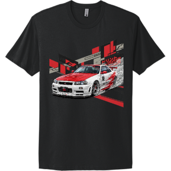 R34 GT-R JDM Legend Tee | White Red Skyline Racing Shirt | RedKats