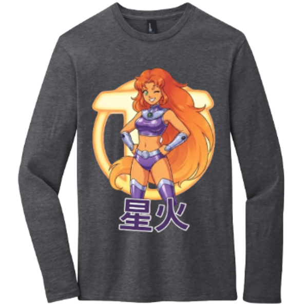 Star Girl Long Sleeve Tee | Orange Hair Cosmic Heroine Shirt | RedKats