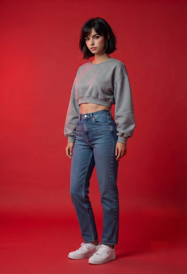 Women's Boxy Cropped Crewneck Sweatshirt