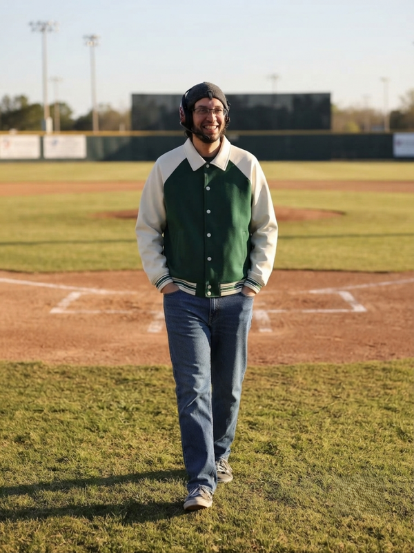 Contrast Raglan Sleeve Baseball Jacket