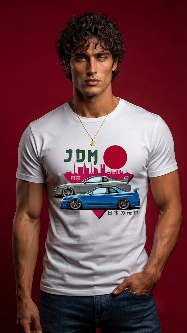 JDM Tokyo Skyline Twin Sports Car Graphic Tee