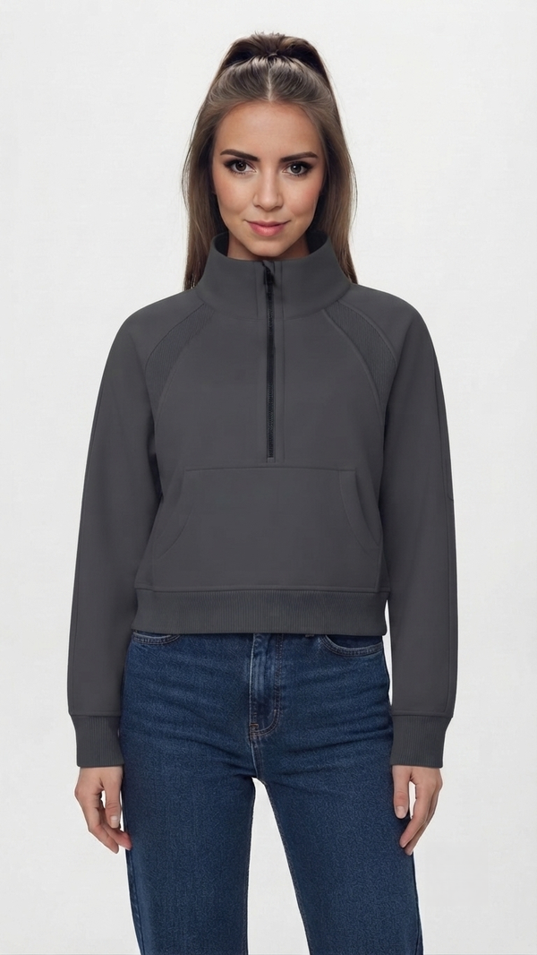 Cropped Half-Zip Sweatshirt