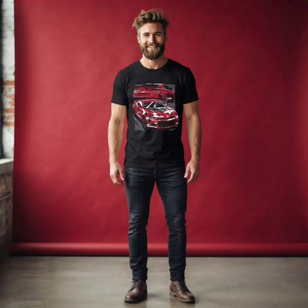 Red Chevy Camaro Sports Car Graphic T-Shirt