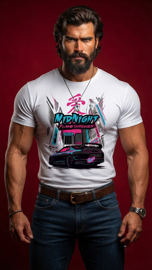 Midnight Flamethrower JDM Streetwear Graphic Tee