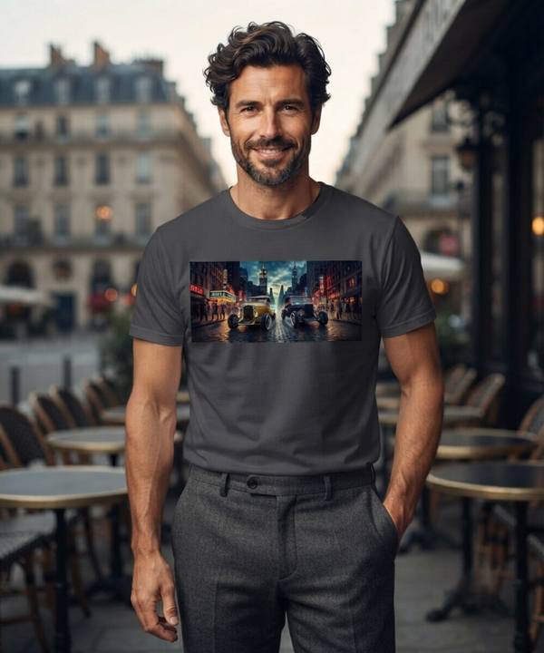 Classic Hot Rod Cityscape Graphic Tee