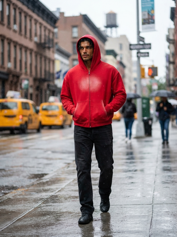 Sunfade Two-way Zipper Boxy Fleece Hoodie