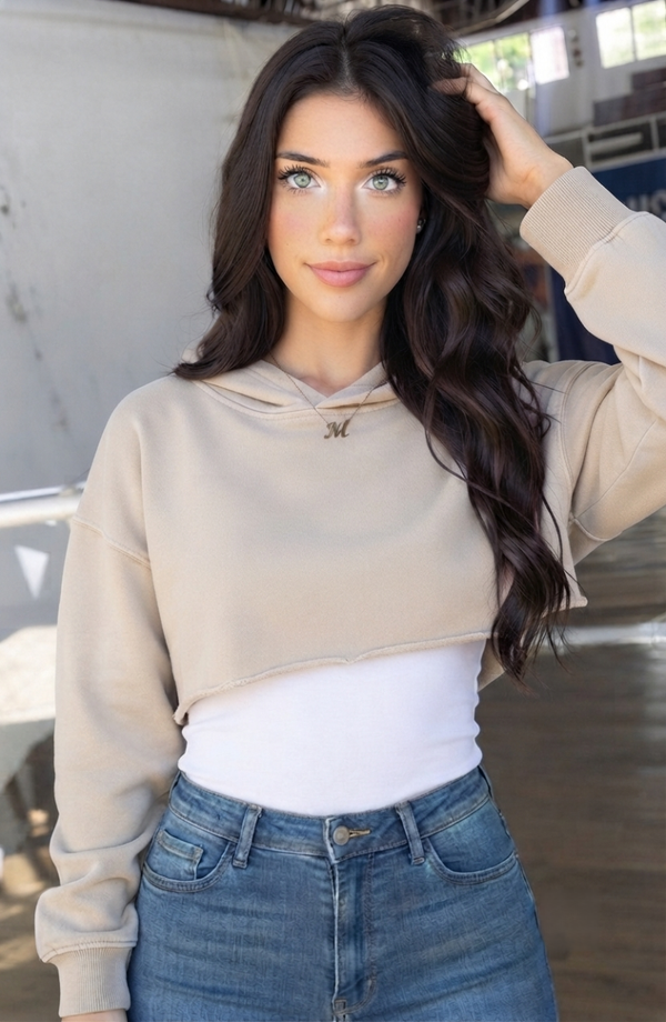 Women’s Mineral Washed Crop Hoodie