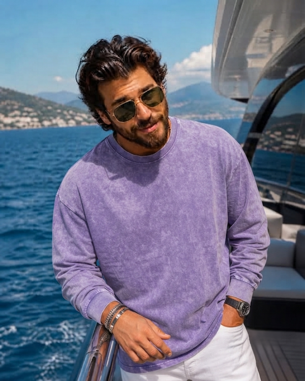 Acid Wash Oversize Long Sleeve T-Shirt