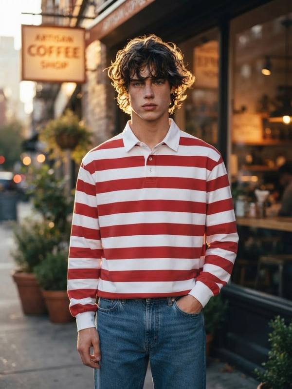 Color Block Stripe Polo Shirt