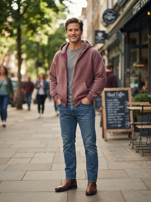 Zip-Through Boxy Fleece Hoodie