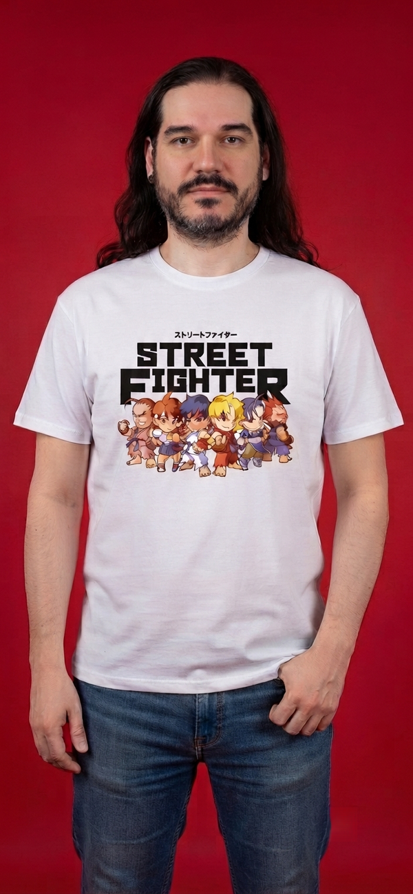 Street Fighter Chibi Characters White Graphic T-Shirt