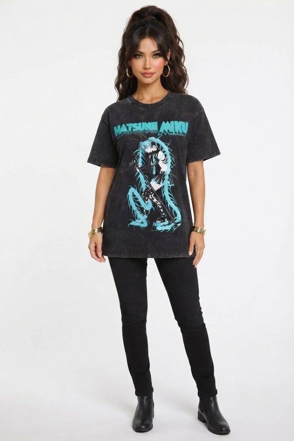 Hatsune Miku Retro Mic‑Stand Women’s Shirt