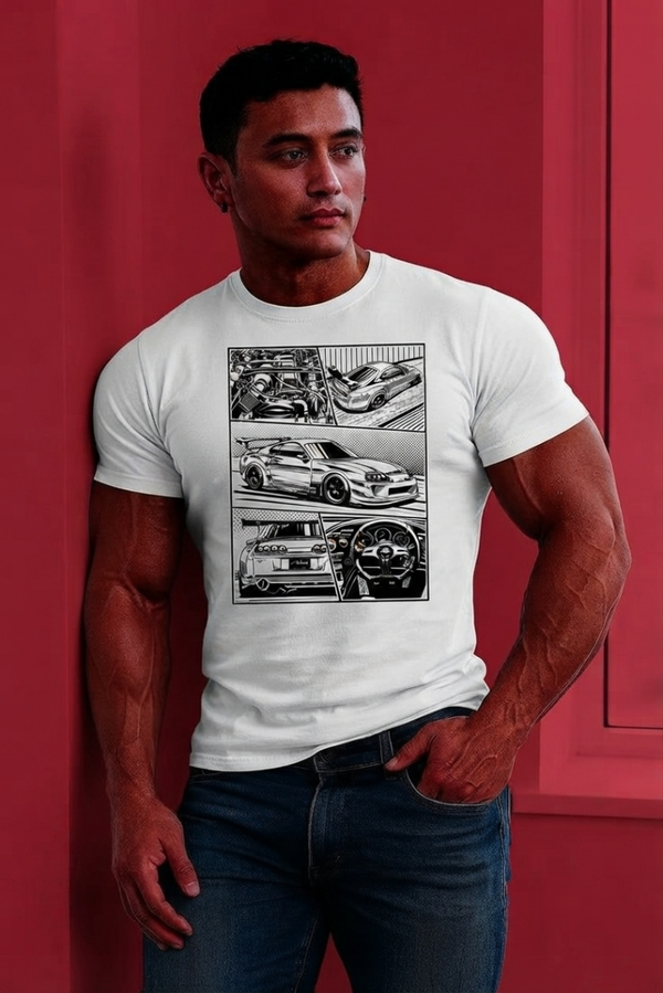 JDM Sports Car Comic Panel Graphic Tee