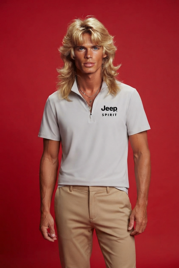 Jeep Spirit Men's Minimalist Quarter-Zip Polo Shirt