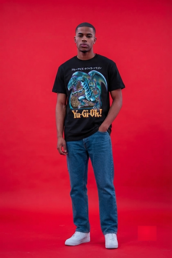 Yu-Gi-Oh! Blue-Eyes White Dragon Black Graphic T-Shirt
