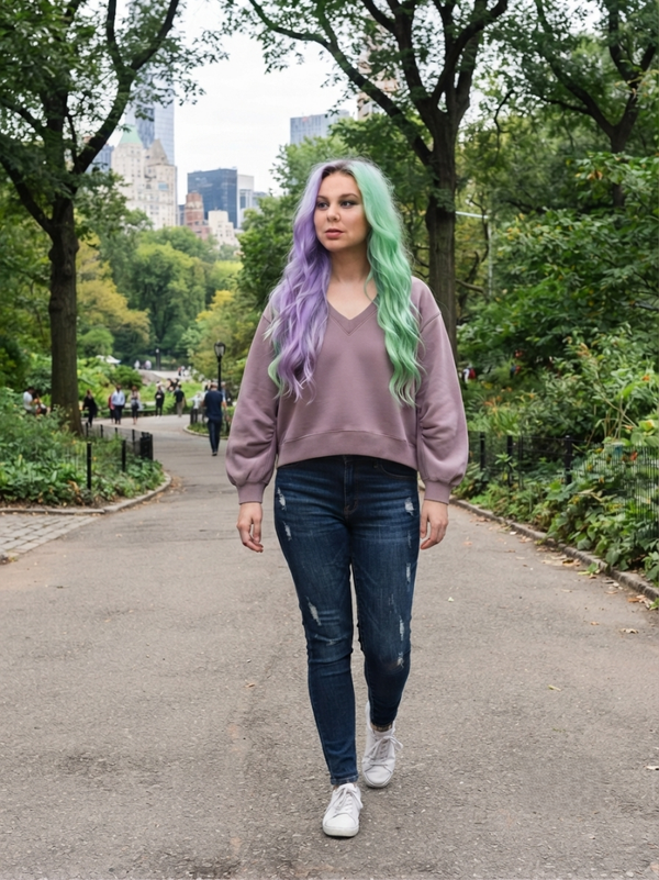Women’s Crop V-Neck Sweatshirt