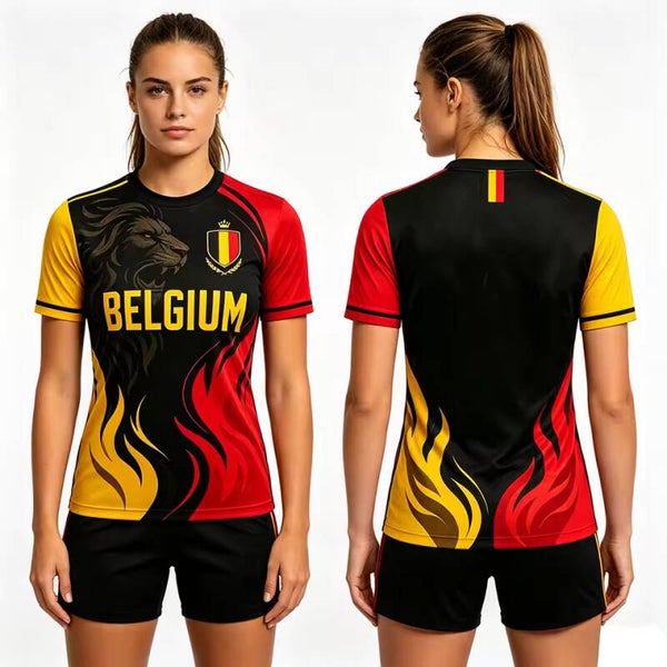 Belgium Soccer Jersey Fashion Football Round Neck ShortSleeve Shirt