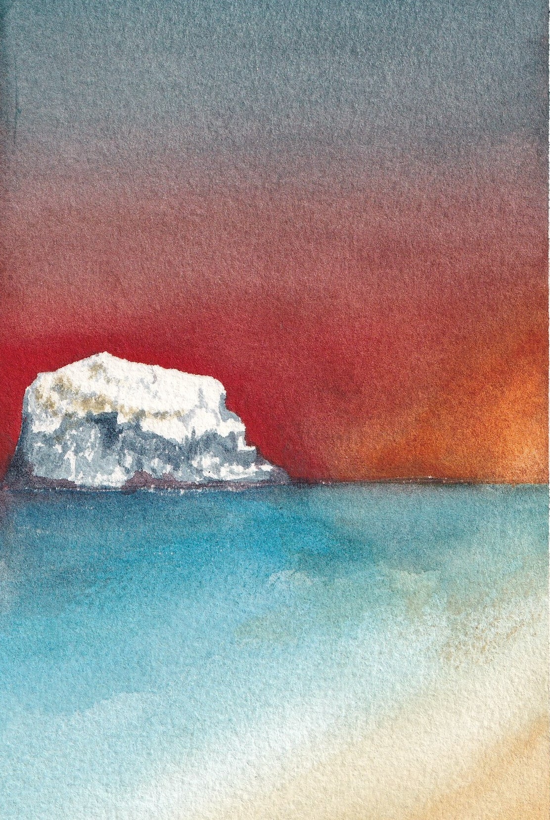 Bass Rock in the emerging sun