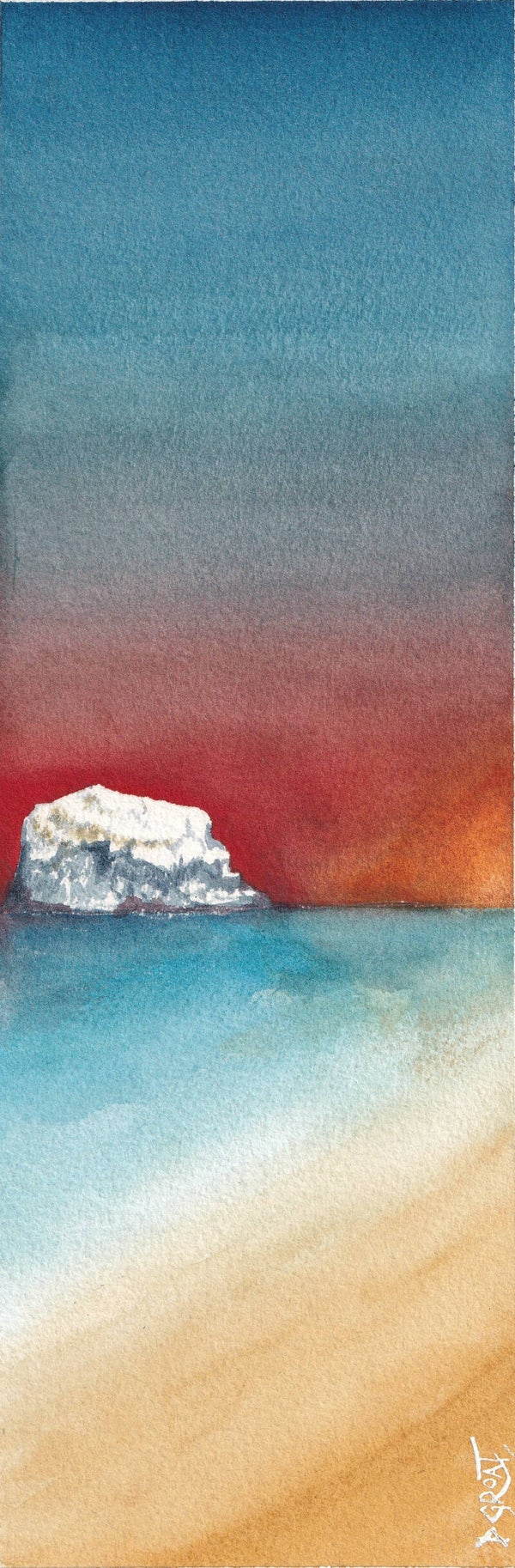 Bass Rock in the emerging sun