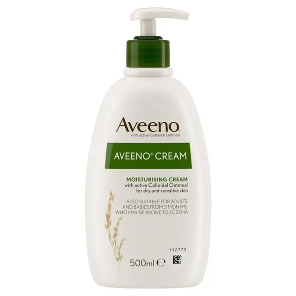 Aveeno Daily Moisturising Cream with Active Colloidal Oatmeal for Dry and Sensitive Skin, Fragrance-Free – 500ml Pump Bottle