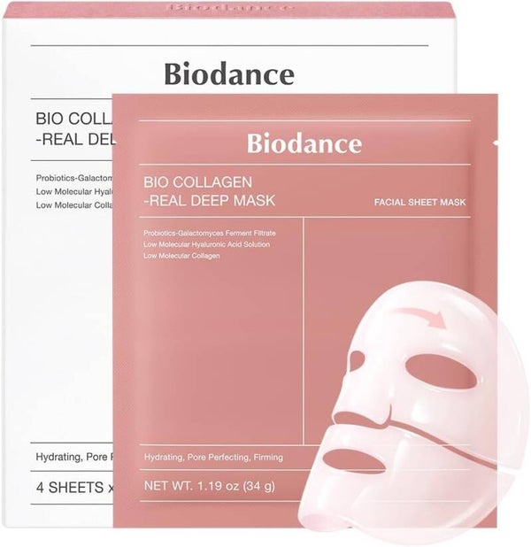 BIODANCE Collagen Hydrogel Mask with Hyaluronic Acid – Sheet Mask, 4 Pack