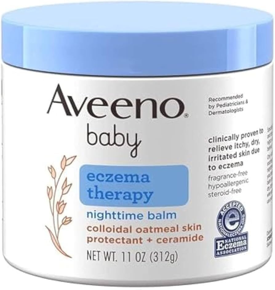 Aveeno Baby Nighttime Moisturizing Body Balm 11 oz (312g) – Colloidal Oatmeal & Ceramide Skin Barrier Protectant for Sensitive Skin (Fragrance-Free)