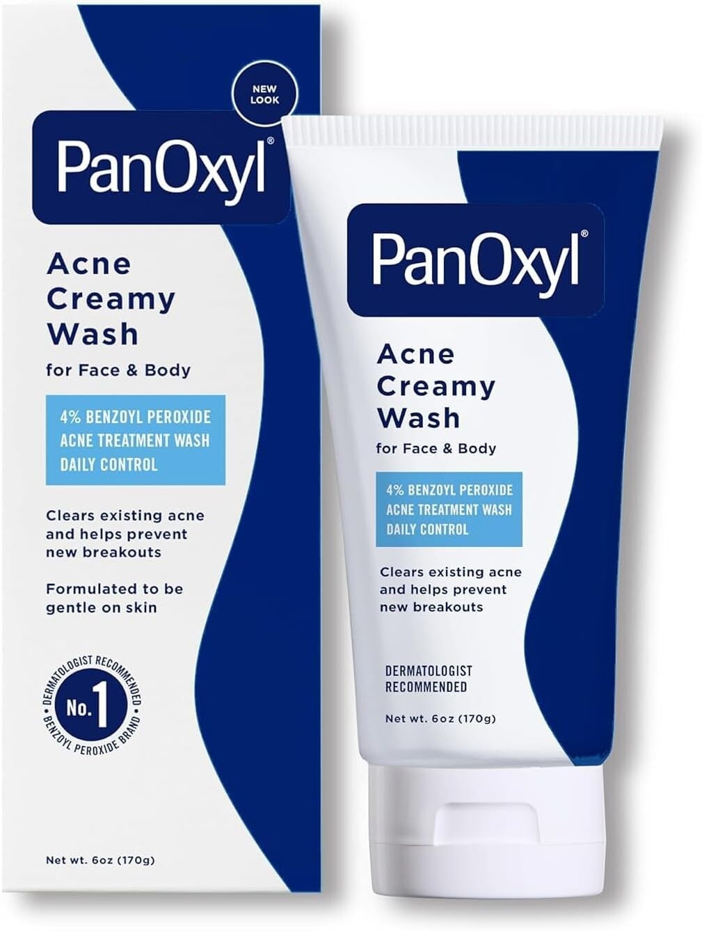 PanOxyl Acne Creamy Wash with 4% Benzoyl Peroxide - Face and Body Cleanser 170g.