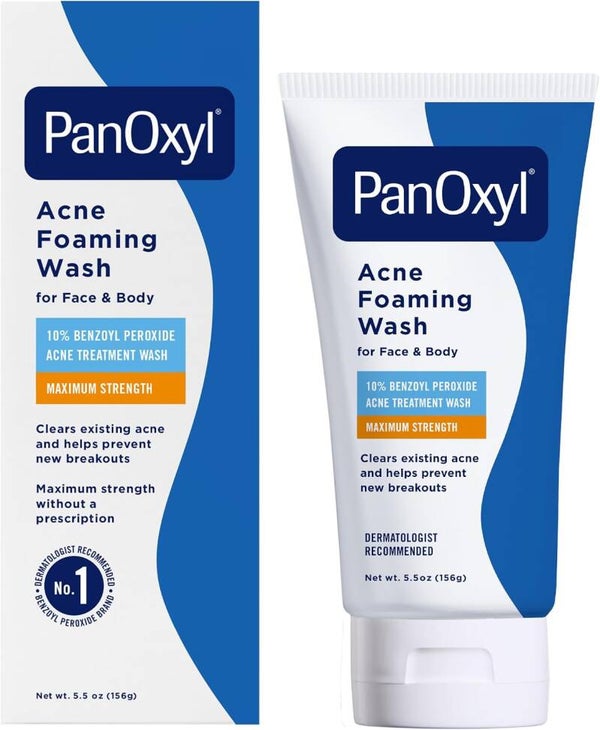 PanOxyl Foaming Wash with 10% Benzoyl Peroxide - Face and Body Wash, 156g
