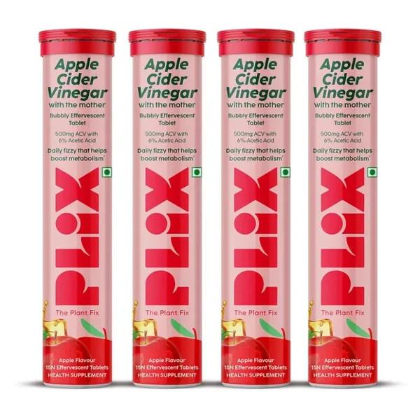 PLIX ACV 500mg Effervescent Tablets (Pack of 4 - 60 Tabs) – Bubbly Apple