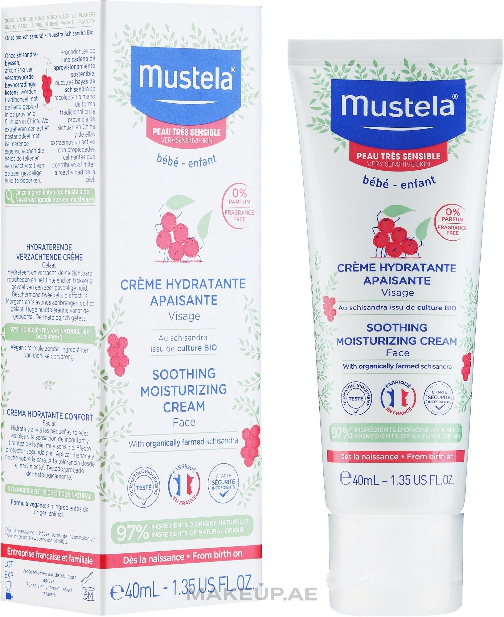 Mustela Soothing Baby Face Moisturizing Cream 40ml – Gentle Daily Facial Moisturizer for Very Sensitive Skin