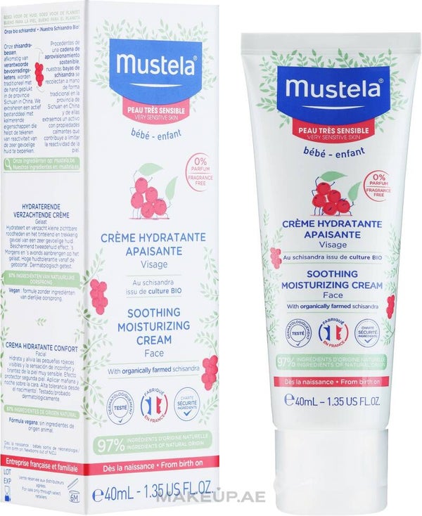 Mustela Soothing Baby Face Moisturizing Cream 40ml – Gentle Daily Facial Moisturizer for Very Sensitive Skin