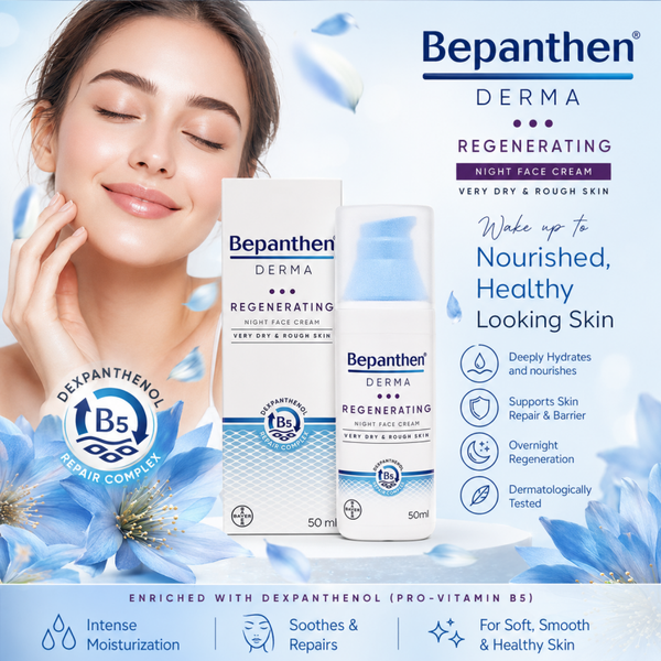 Bepanthen DERMA Regenerating Night Face Cream, 50ml Pump Bottle