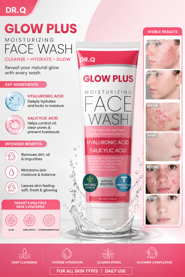 Dr. Q Glow Plus Moisturizing Face Wash.