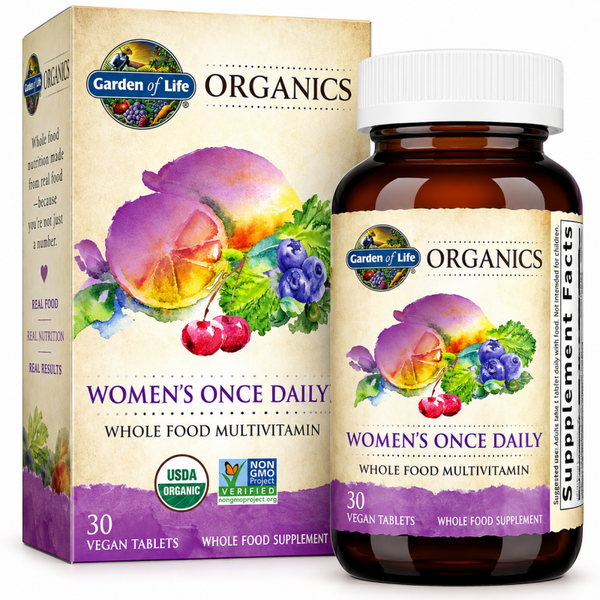 Garden of Life mykind Organics Women's Once Daily Multivitamin Tablets – Certified Organic Whole Food Multi with Vegan D3, B12 & Iron (Vegan)
