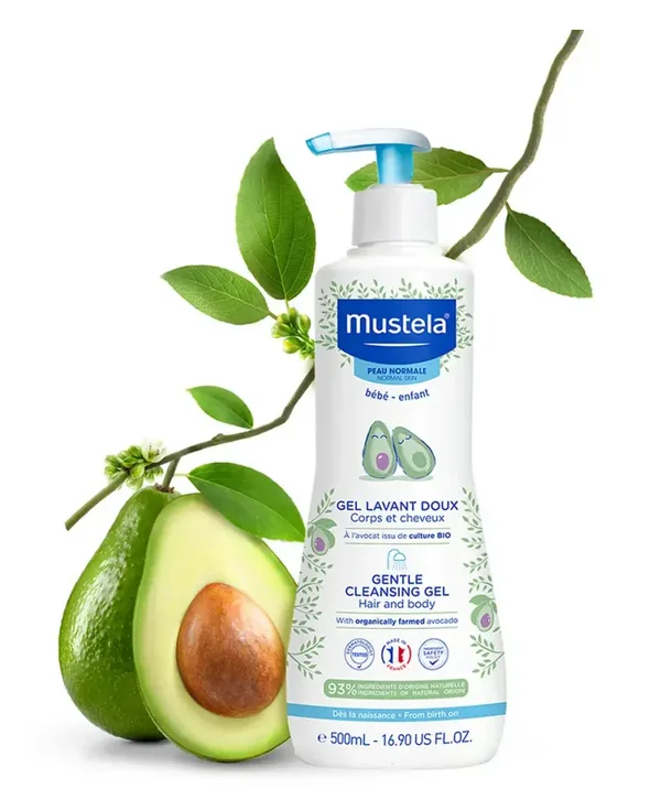 Mustela Baby Gentle Cleansing Gel 500ml – Tear-Free Hair & Body Wash with Organic Avocado & Vitamin B5