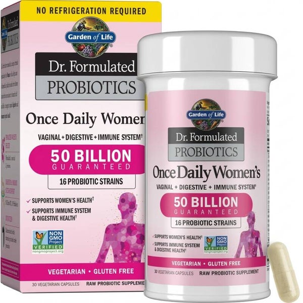 Garden of Life Dr. Formulated Probiotics Once Daily Women's (30 Vegetarian Capsules) – 50 Billion CFU & 16 Strains for Digestive, Immune & Feminine Wellness (Shelf-Stable)