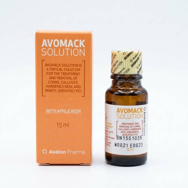 Avalon Avomack Topical Exfoliating Solution – Salicylic & Lactic Acid Formula for Corns, Calluses & Rough Skin, 15ml