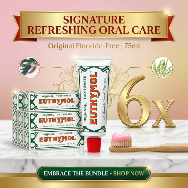 Euthymol Original Fluoride-Free Toothpaste, Signature Refreshing Oral Care - 75ml-PACK OF 6