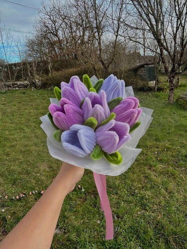 Bouquet de Tulipes Pastel – Violet Doux