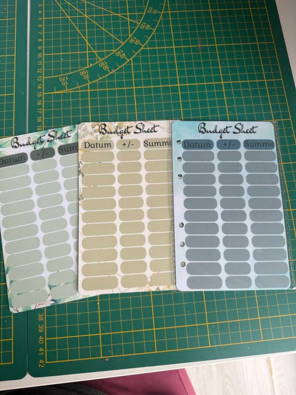 laminierte Budgetsheets