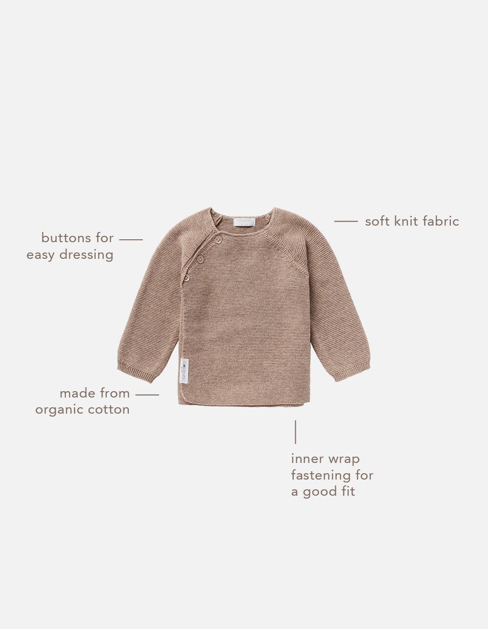 Noppies Overslag knit cardigan Pino taupe melange