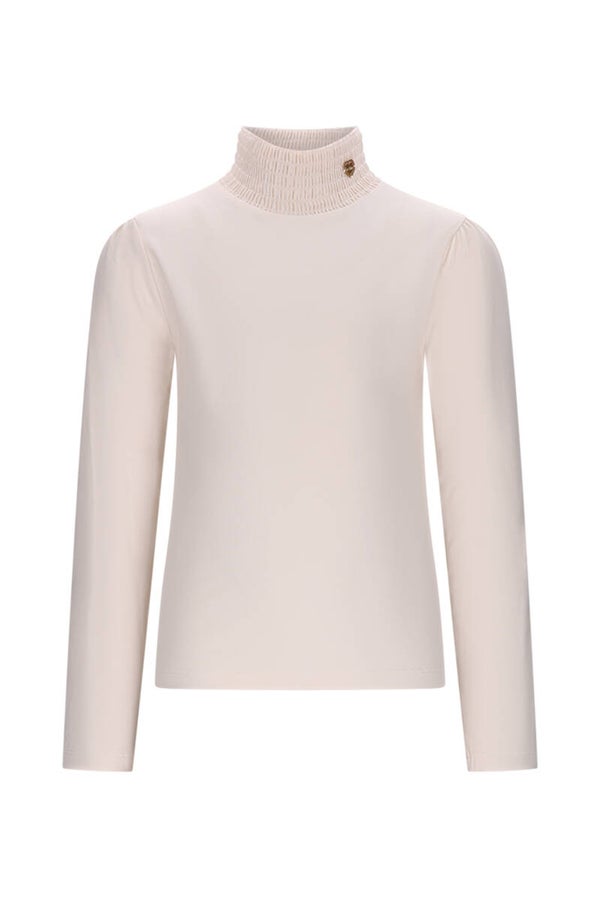 Le Chic Kids Smocked Collar TShirt  Warm Winter White