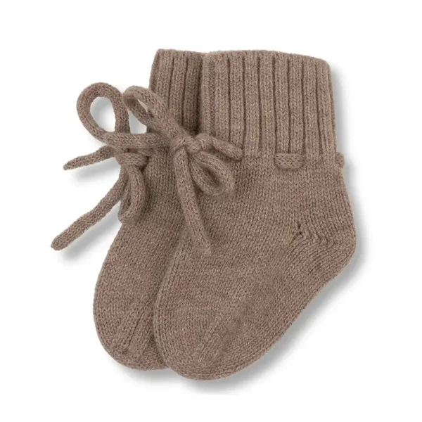 Baby Dutch Merino wollen slofjes Light Brown