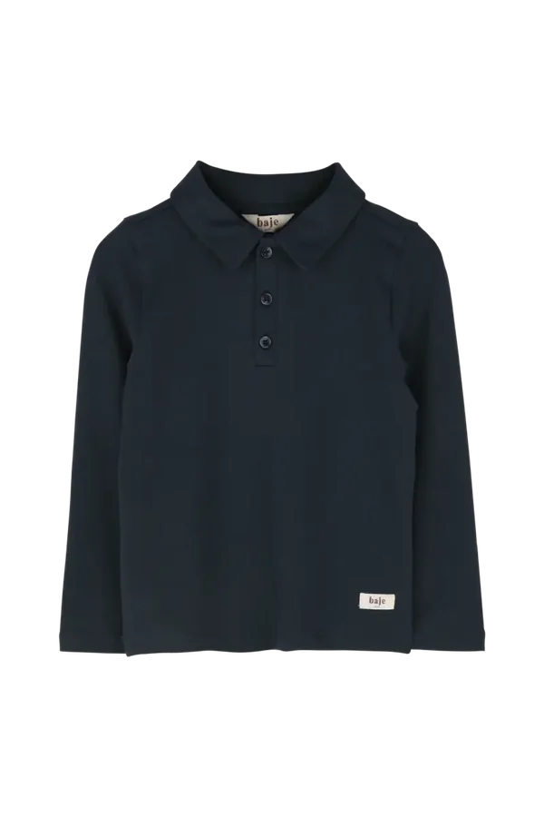 Baje Studio  longsleeve polo Nicolai dark blue
