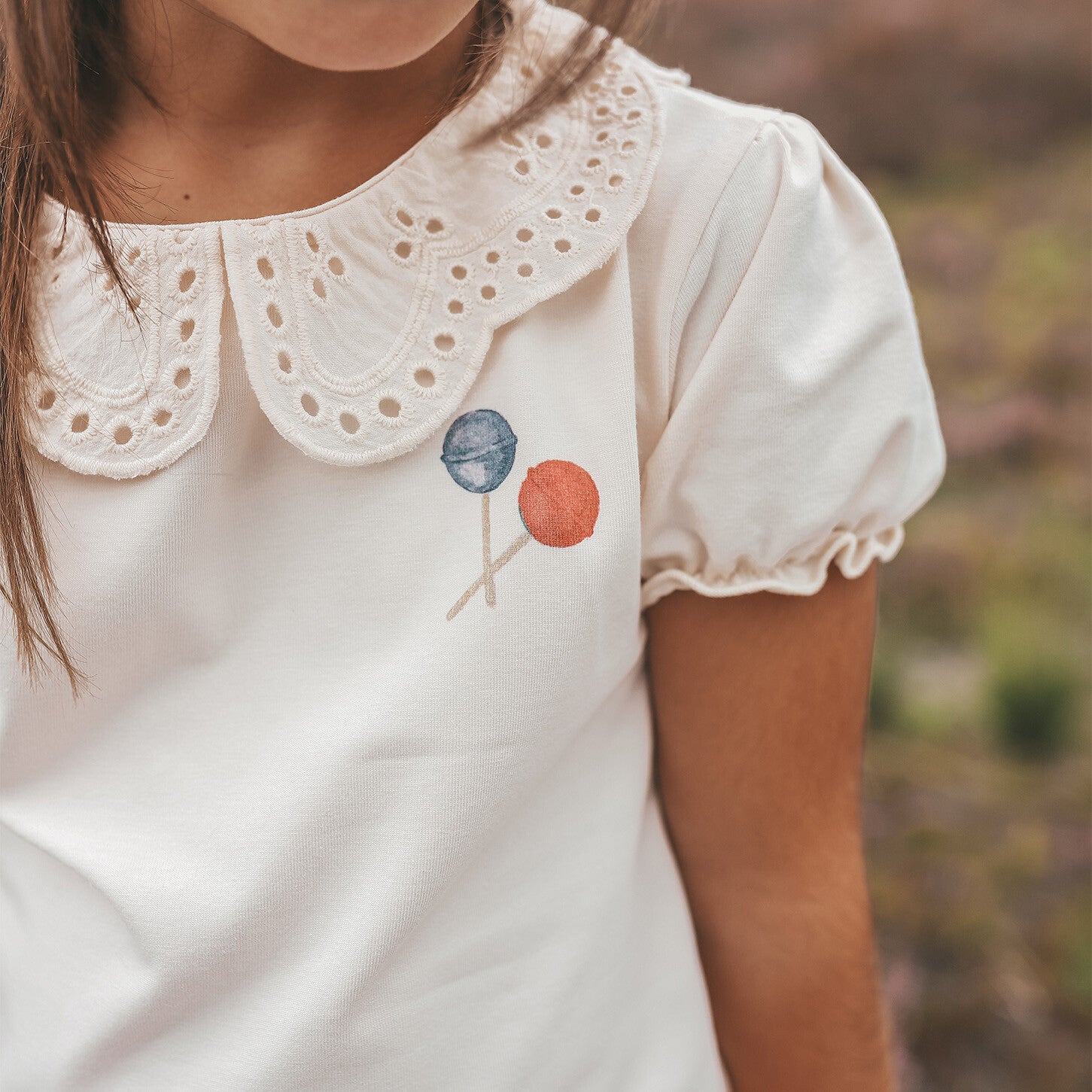 Your  Whishes Lollipop Puff Sleeve Shirt  Ecru